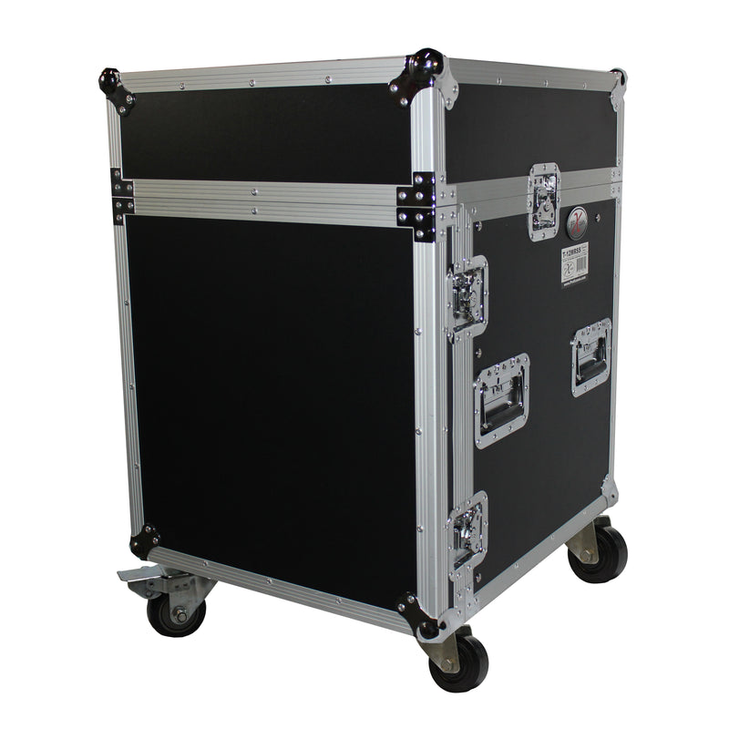 PROX-T-12MRLT Road Case - T-12MRLT 12U Rack Front load x 10U Top Mixer DJ Combo Flight Case w/Laptop Shelf & Casters