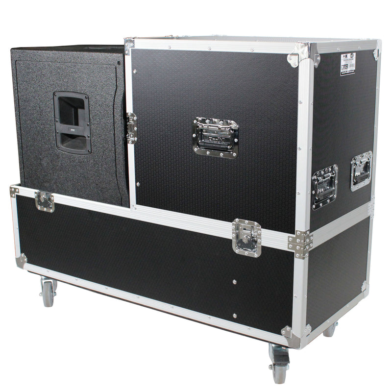 PROX-RCF-EVOX12X2W Speaker Road Case - Flight Case For RCF EVOX Speaker Compact Array System Kit - Fits Two Speakers and Subwoofers
