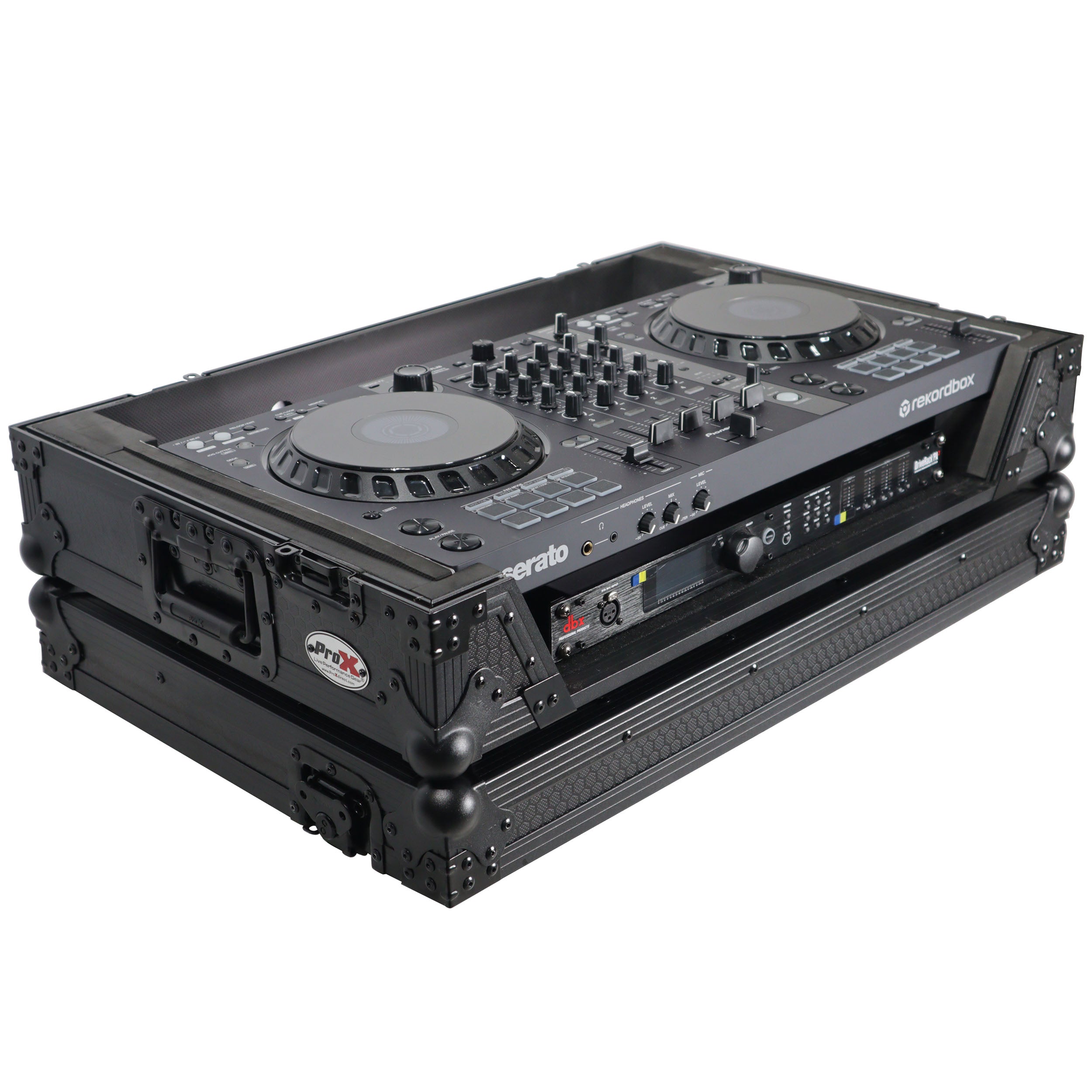 PROX-XS-DDJFLX6 WBL - Flight Case for Pioneer DDJ-FLX6 W/ 1U Rackspace, Wheels, and Black on Black Hardware