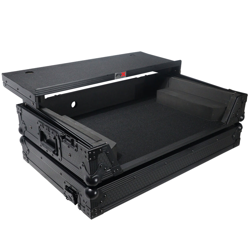 PROX-XS-DDJFLX6 WLTBL - Flight Case for Pioneer DDJ-FLX6 W/ Glide Sliding Laptop Shelf and Wheels Black on Black Hardware