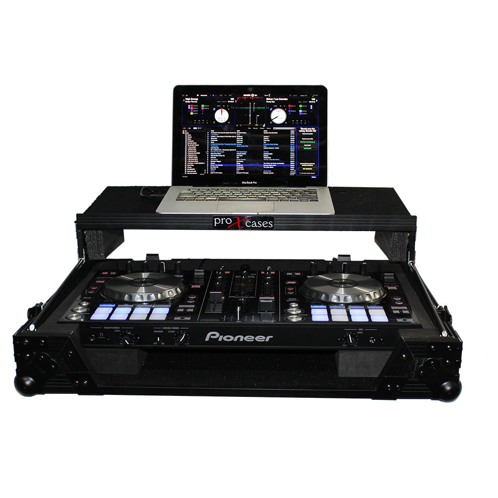 PROX-XS-DDJRR LTRB - Flight Case For Pioneer DDJ-RR & DDJ-SR2 Digital Controller W-Sliding Laptop Shelf - Black on Black