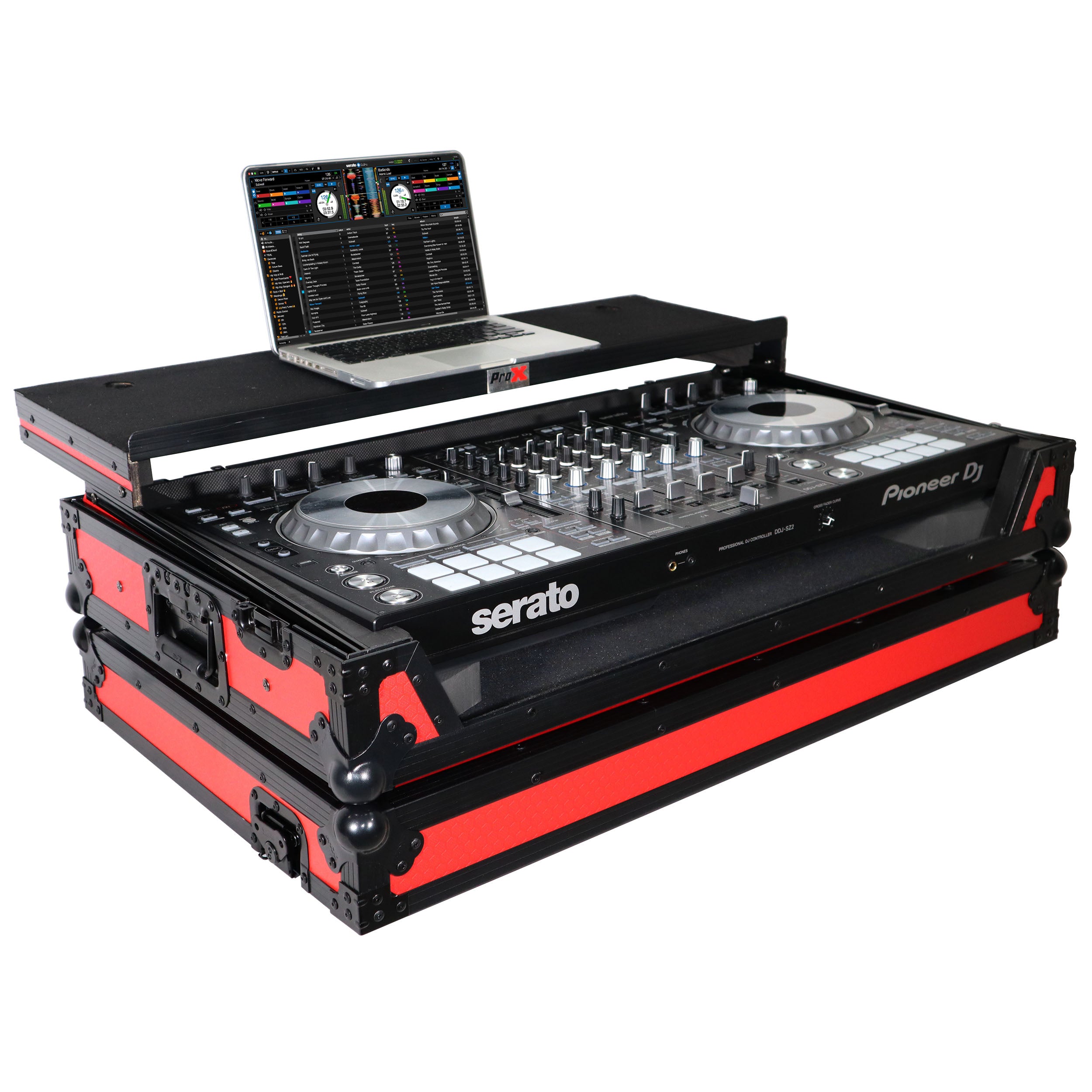 PROX-XS-DDJSZ WLTRB - Flight Case For Pioneer DDJ-SZ DDJ-RZ Digital  Controller W-Laptop Shelf & Wheels | Black on Red