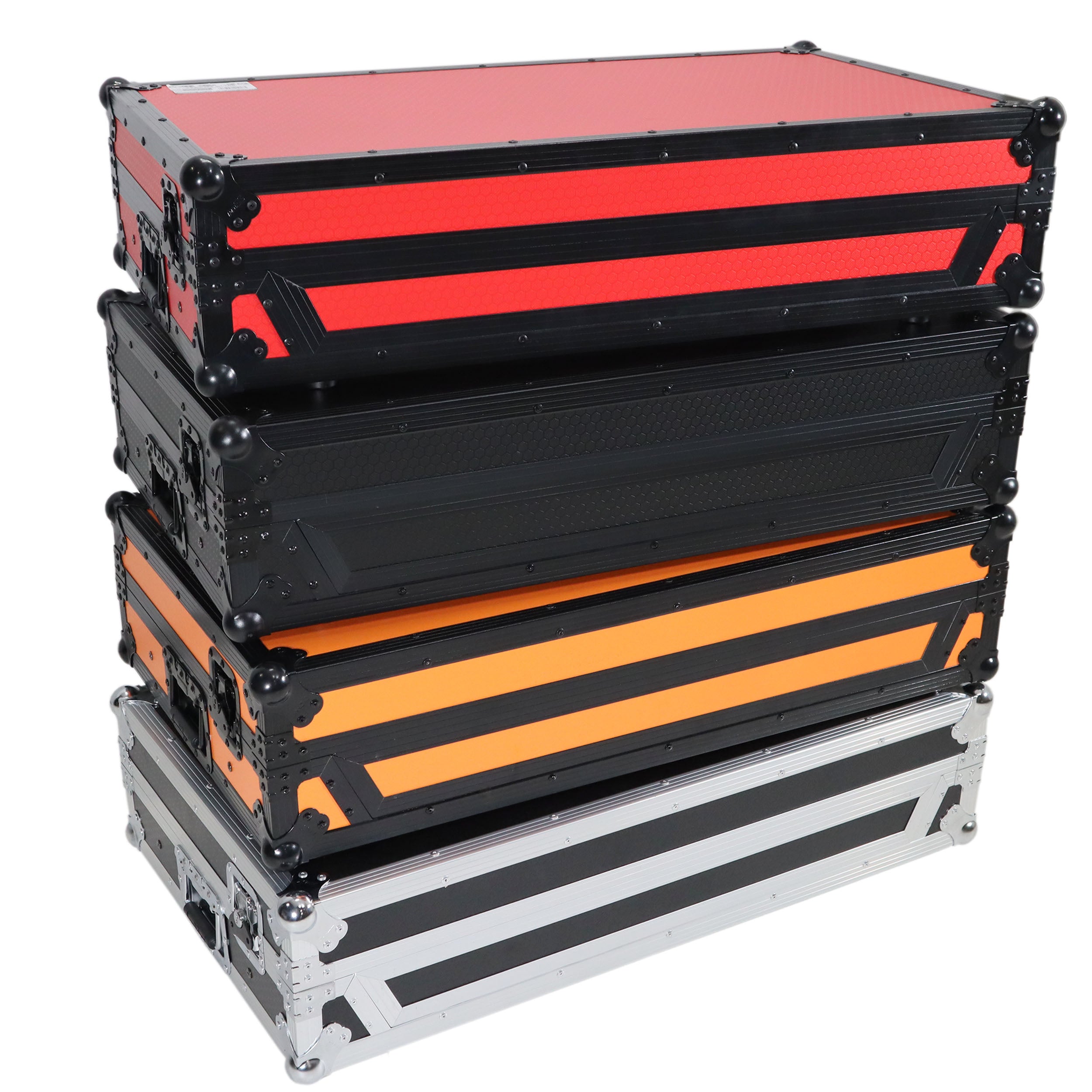 PROX-XS-DDJ1000 WLTOB LED - Flight Case for Pioneer DDJ-1000, DDJ-1000 / SRT, DDJ-SX3, and FLX6 Digital Controller W-Laptop Shelf & Wheels | Black on Orange