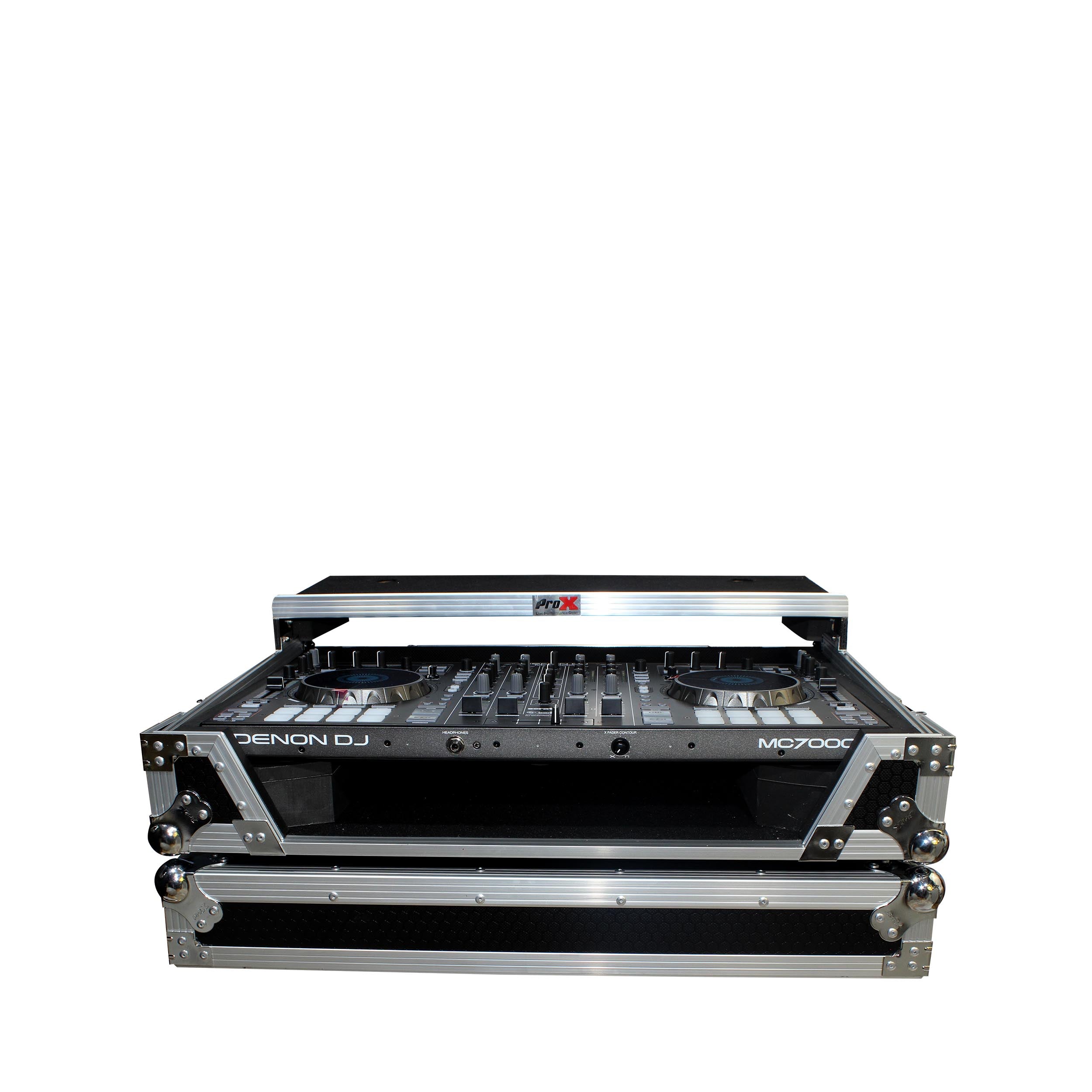 PROX-XS-DJ808WLT - Flight Case for Roland DJ-808 or Denon MC7000 Digital Controller W-Wheels and Sliding Laptop Shelf