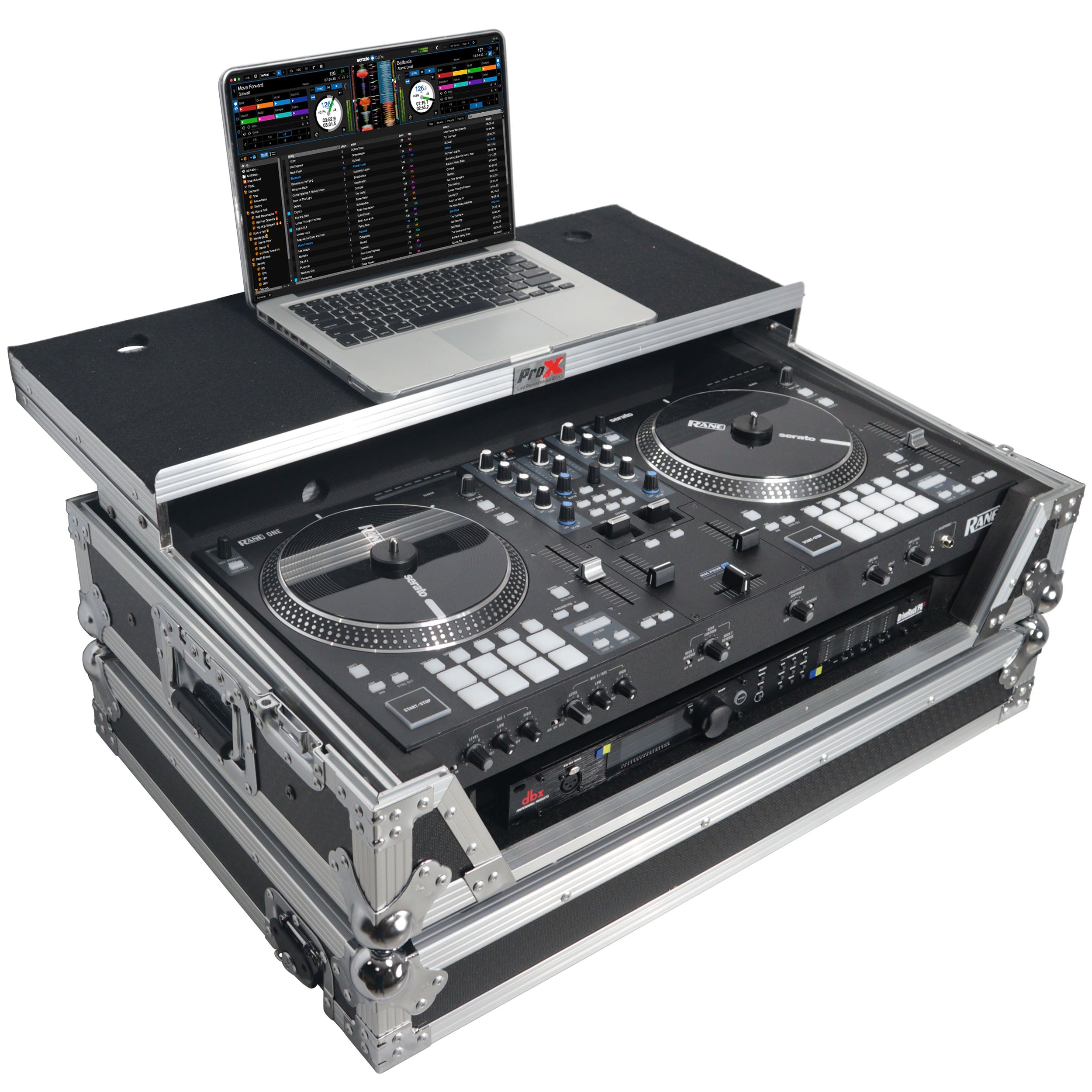 PROX-XS-RANEONE WLT- Fits Rane One Case w/ Sliding Laptop Shelf & Penn-Elcom Wheels, 1U Rack Rails