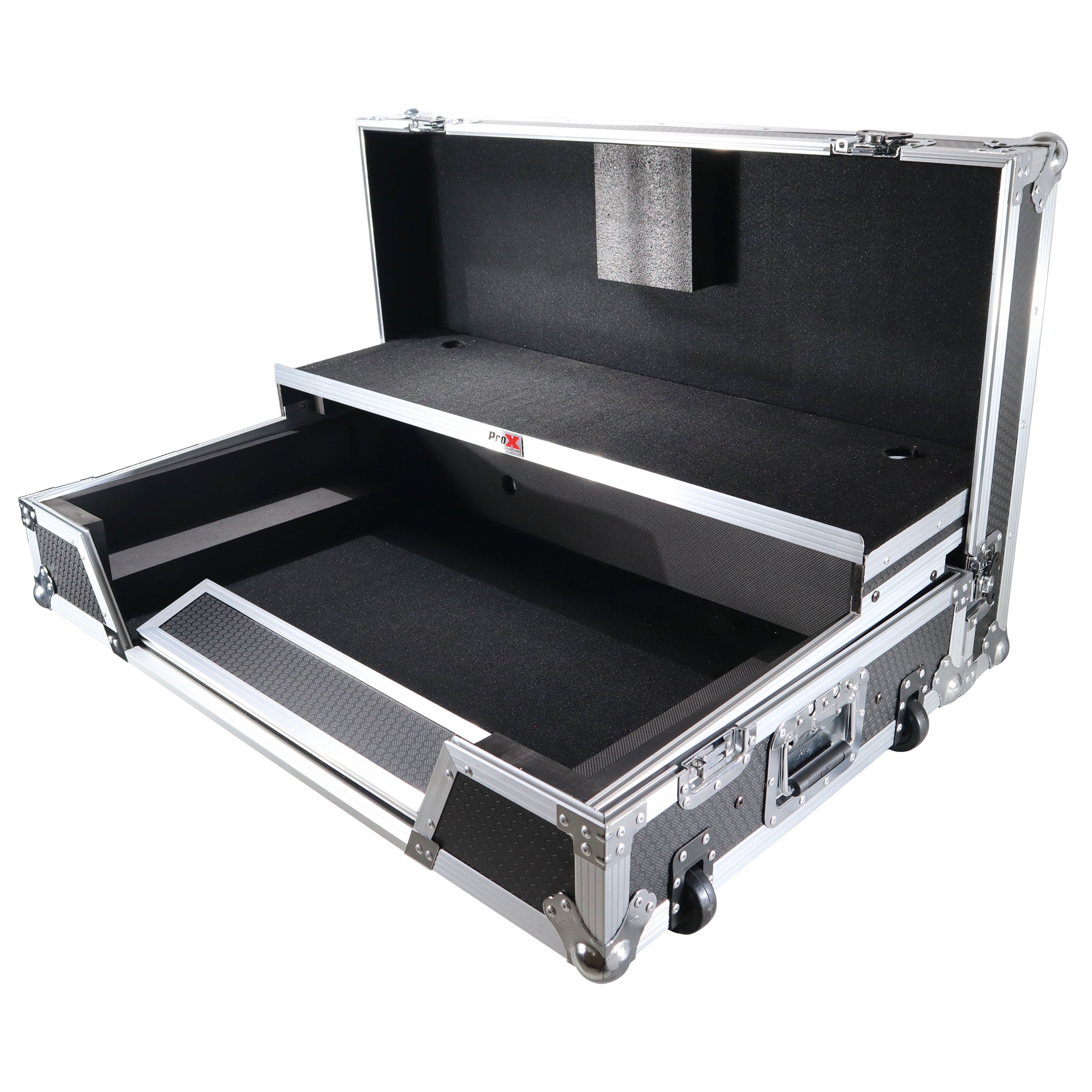 PROX-XS-DDJFLX6 WLT - Flight Case for Pioneer DDJ-FLX6 W/ 1U Rackspace, Glide Sliding Laptop Shelf and Wheels