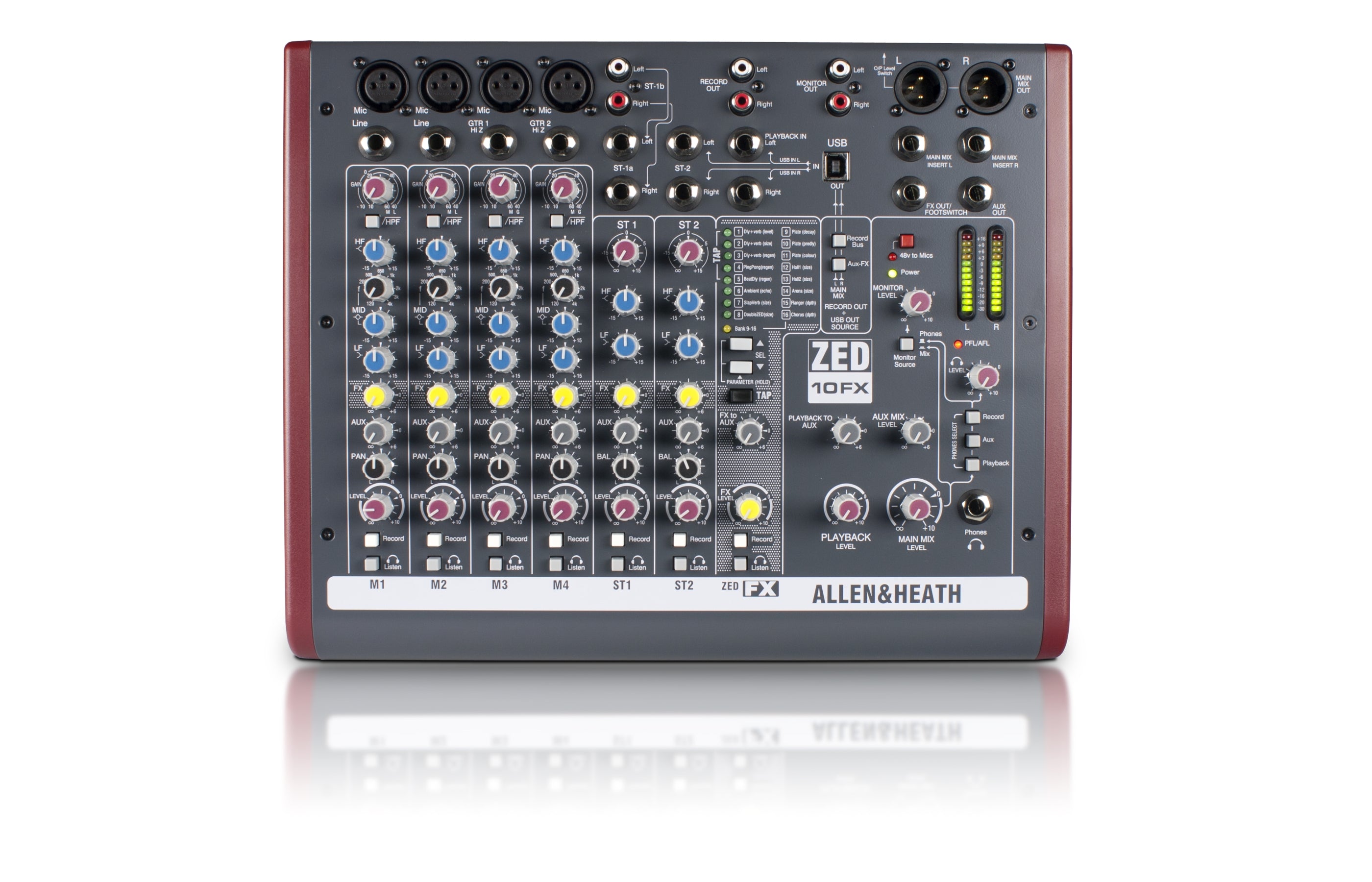 ALLEN & HEATH ZED-10FX - 4 Mono 2 Stereo channel Mixer with USB in/out and effects