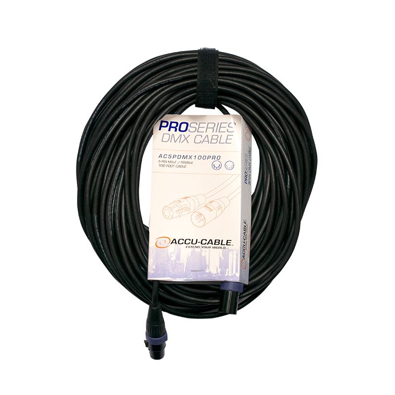 ACCU CABLE AC5PDMX100PRO - Pro Series 100-foot DMX Cable - 5-pin male to 5-pin female connection