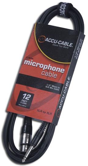 ACCU CABLE AMC12 - 12 ft. 1/4" Mono to XLR Mic Cable