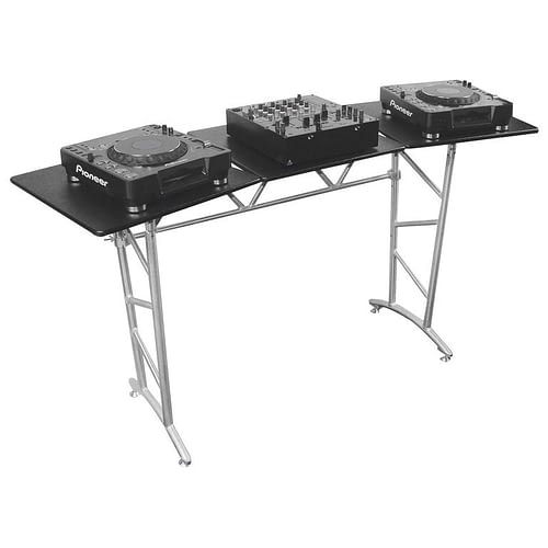 Odyssey ATT2 Stand AV Furniture - Odyssey ATT2 - Diamond Textured DJ Truss Table with Swivel Side Platforms and Folding Legs
