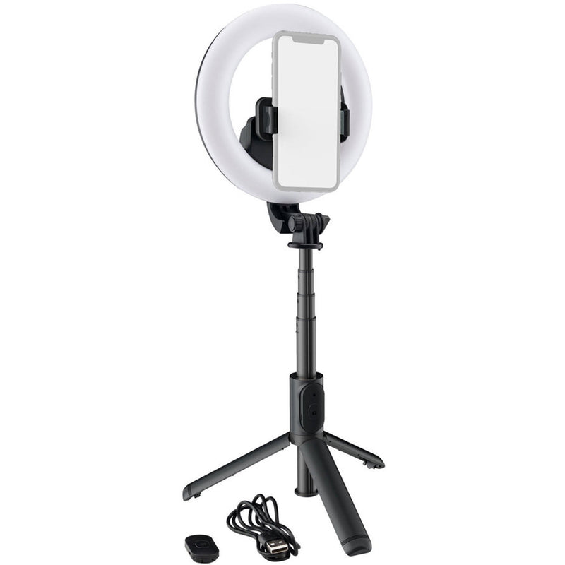 MACKIE mRING-6 - 6" Battery-Powered Ring Light with Convertible Selfie Stick/Stand and Remote