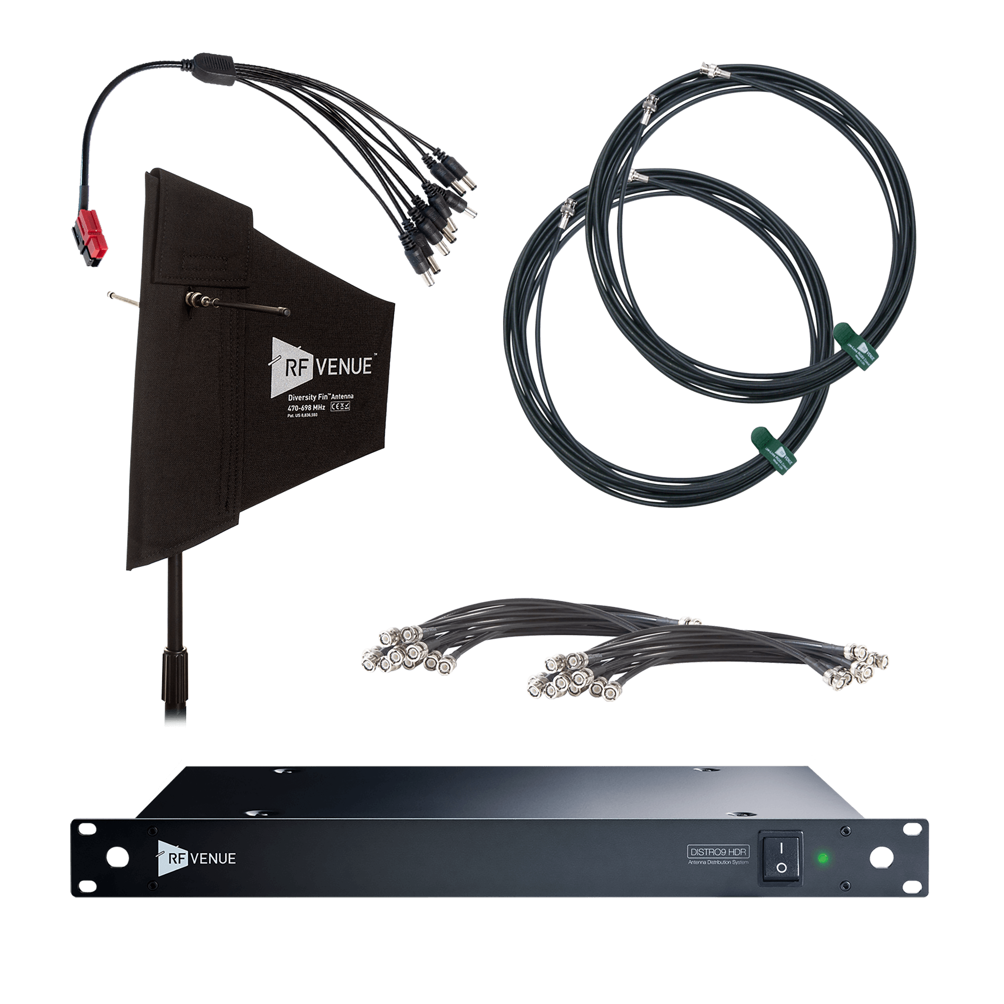 AUDIO TECHNICA DFIND9 Distro9 Diversity Fin Bundle - RF Venue DISTRO9 HDR, Diversity Fin™ Bundle DFIND9