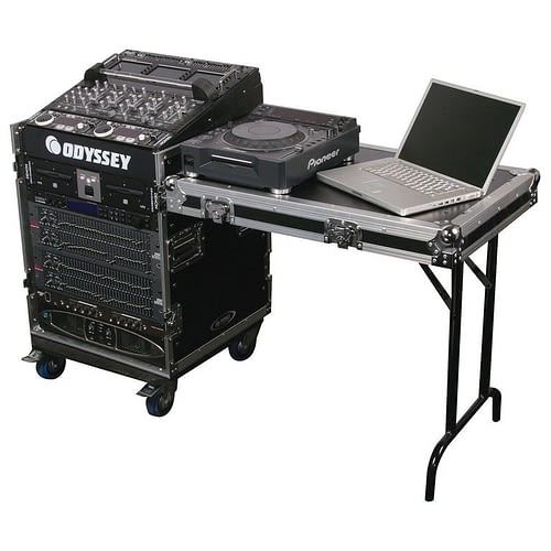 Odyssey FZ1112WDLX Case Rackmount - Odyssey FZ1112WDLX - 11U Top Slanted 12U Vertical Pro Combo Rack with Side Table and Casters