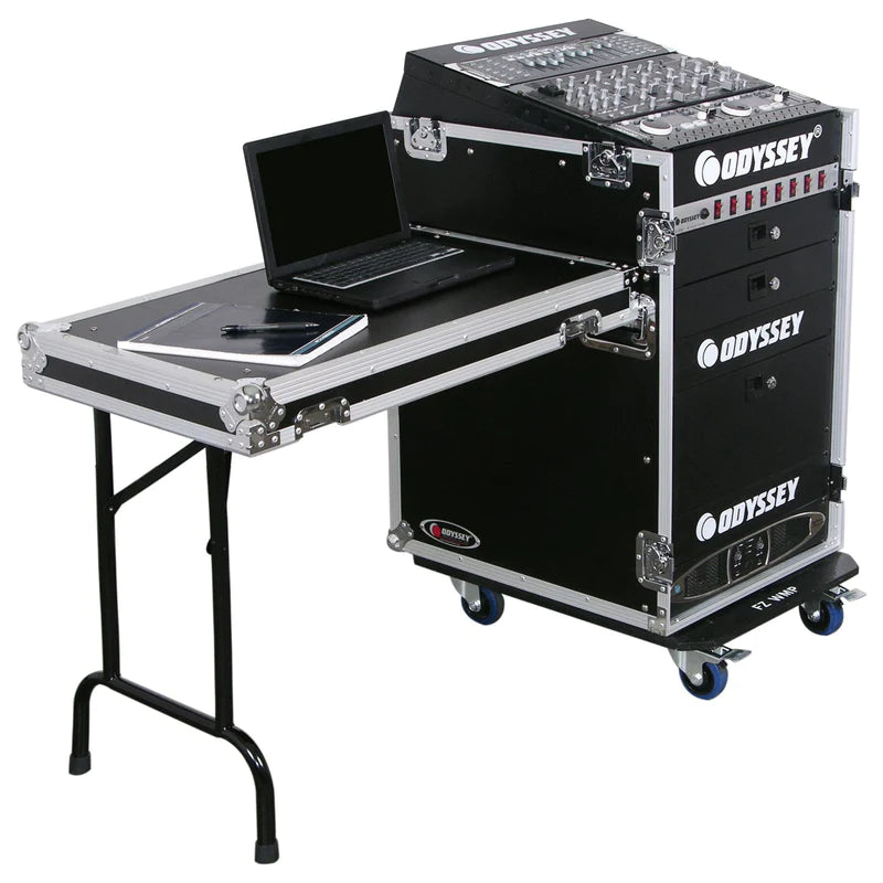 Odyssey FZ1316WDLX Case Rackmount - Odyssey FZ1316WDLX - Deluxe 13U Top Slanted 16U Bottom Vertical Pro Combo Rack with Side Table and Casters