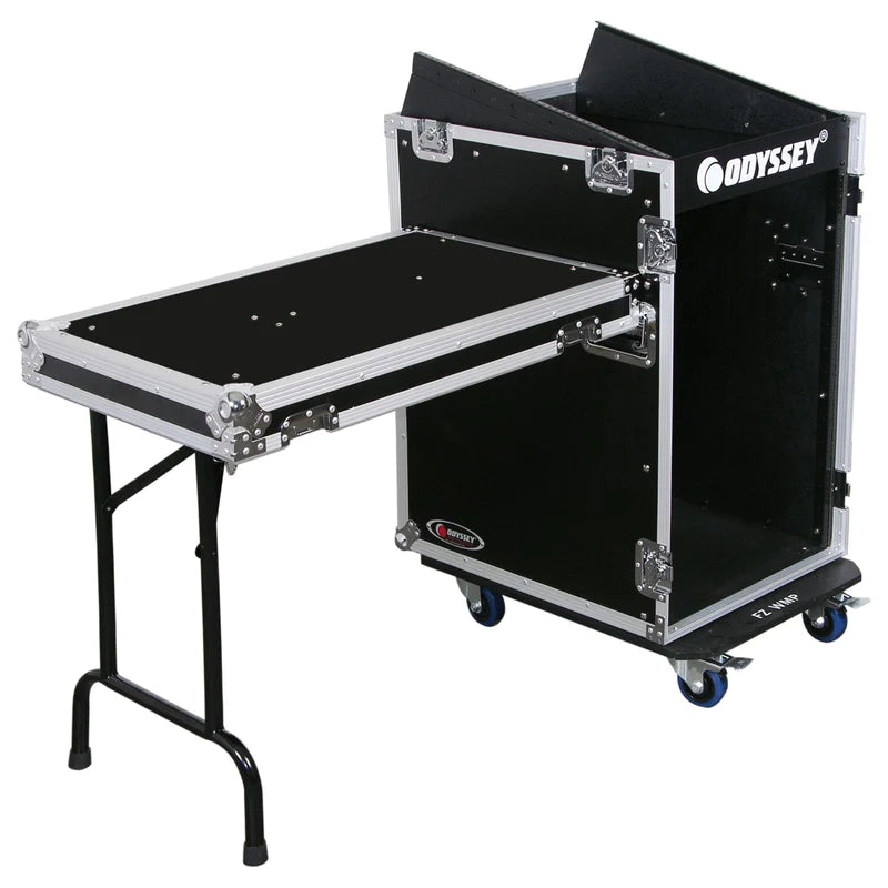 Odyssey FZ1316WDLX Case Rackmount - Odyssey FZ1316WDLX - Deluxe 13U Top Slanted 16U Bottom Vertical Pro Combo Rack with Side Table and Casters
