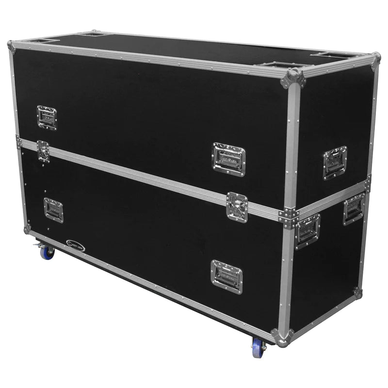 Odyssey FZ2FSM65W Road Case - Odyssey FZ2FSM65W - Dual 60-65″ Flat Screen Monitor Flight Case with Casters