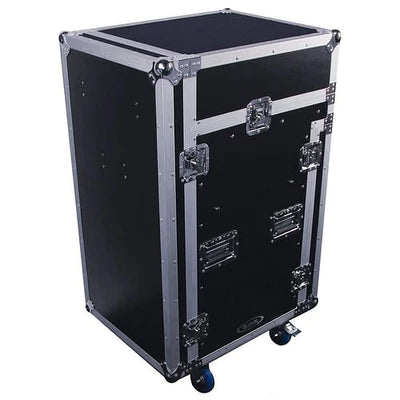 Odyssey FZGS1316WDLX Case Rackmount - Odyssey FZGS1316WDLX - 13U Top Slanted 16U Bottom Vertical Pro Combo Rack with Casters, Side Table, and Glide Platform