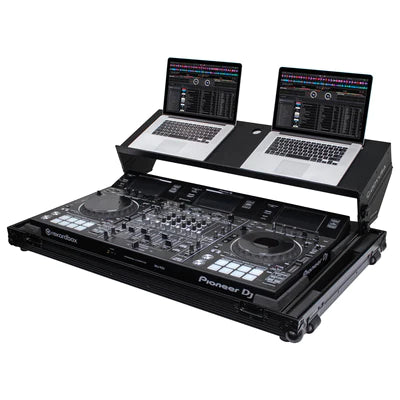 Odyssey FZGSADDJRZXWBL Case DJ Gear - Odyssey FZGSADDJRZXWBL - Black Low Profile Pioneer DDJ-RZX Flight Case with Angle Glide Platform