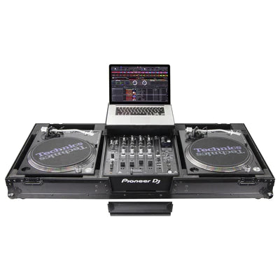 Odyssey FZGSLBM12WRBL Case DJ Gear - Odyssey FZGSLBM12WRBL - Black Low Profile 12″ Format DJ Mixer and Two Battle Position Turntables Flight Coffin Case with Wheels and Glide Platform