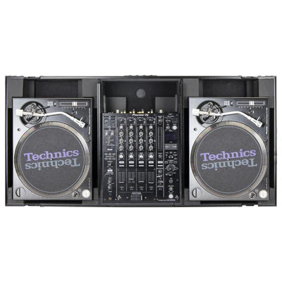 Odyssey FZGSLBM12WRBL Case DJ Gear - Odyssey FZGSLBM12WRBL - Black Low Profile 12″ Format DJ Mixer and Two Battle Position Turntables Flight Coffin Case with Wheels and Glide Platform