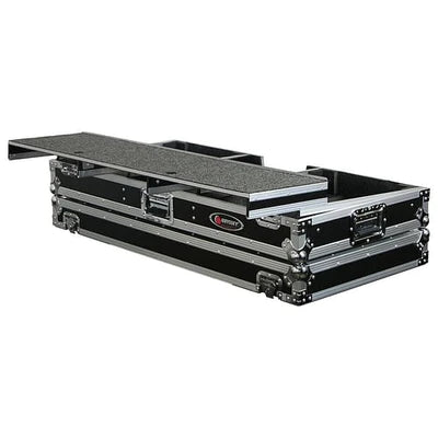 Odyssey FZGSPBM12W Case DJ Gear - Odyssey FZGSPBM12W - Universal 12″ Format DJ Mixer and Two Battle Position Turntables Flight Coffin Case with Full Glide Platform