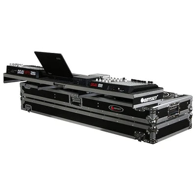 Odyssey FZGSPDJ19W Case DJ Gear - Odyssey FZGSPDJ19W - Universal 19″ Format DJ Mixer and Two Standard Position Turntables Flight Coffin Case with Full Glide Platform