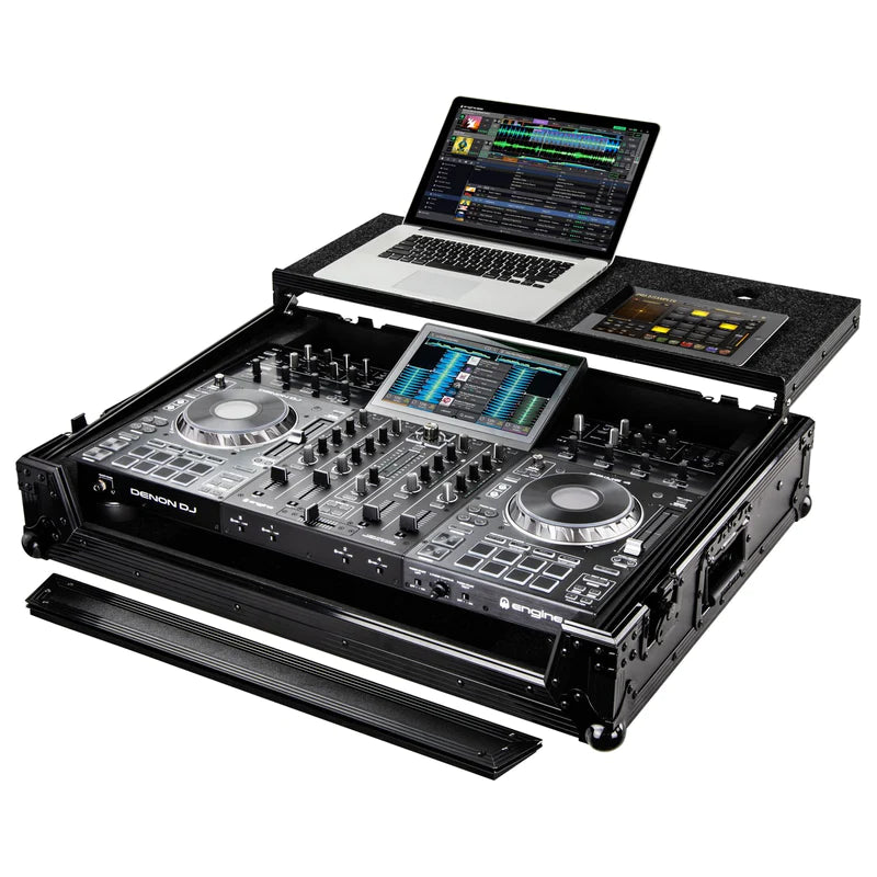 Odyssey FZGSPRIME4BL DJ Case (pRE OWNED LIKE NEW) - Black Denon Prime 4 Flight Case with Glide Platform
