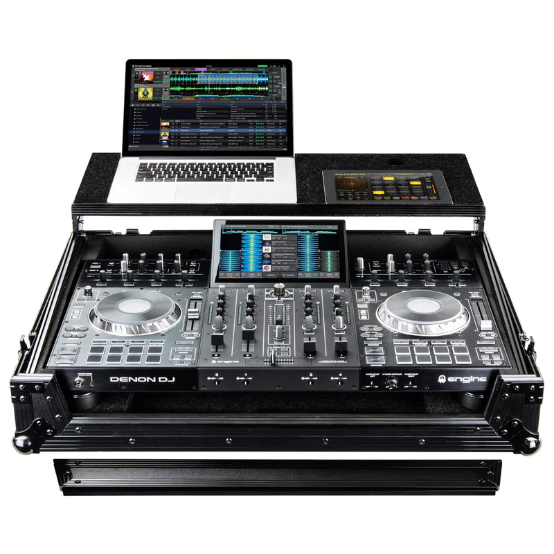 Odyssey FZGSPRIME4BL DJ Case (pRE OWNED LIKE NEW) - Black Denon Prime 4 Flight Case with Glide Platform