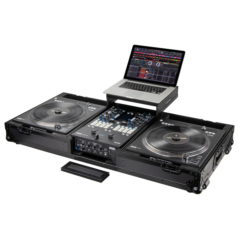 Odyssey FZGSRANE1272WBL Case DJ Gear - Odyssey FZGSRANE1272WBL - Black Low Profile Rane Twelve and Rane Seventy / Seventy-Two Coffin Flight Case with Glide Platform