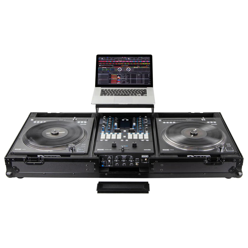 Odyssey FZGSRANE1272WBL Case DJ Gear - Odyssey FZGSRANE1272WBL - Black Low Profile Rane Twelve and Rane Seventy / Seventy-Two Coffin Flight Case with Glide Platform