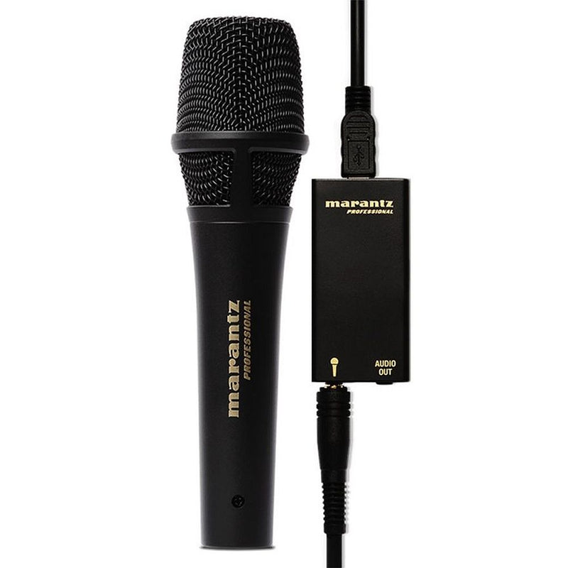 MARANTZ M4U - Electret cardioid condenser microphone with on/off switch USB A/D adapter with headphone output