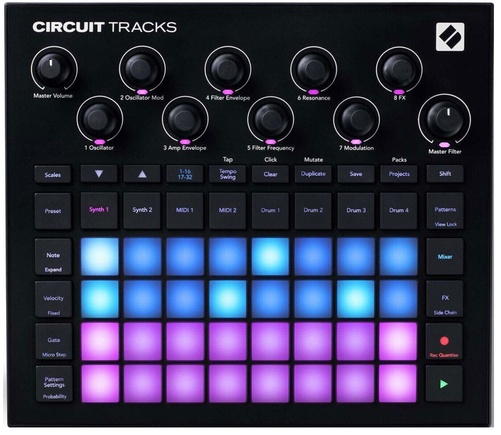 NOVATION CIRCUIT TRACKS - An all-in-one studio with two synth tracks, two MIDI tracks and four drum track