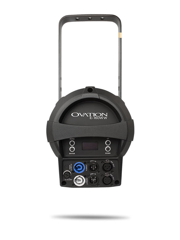 CHAUVET PRO OVATION-E160WW2 - a flat and even field of light for superior gobo projection. Control options include selectable PWM, RDM, and onboard dimming curve selections.