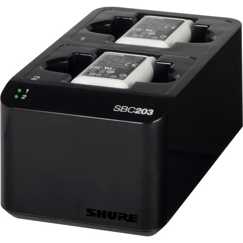 Shure SBC203-US Wireless Battery - Shure SBC203 Dual-Docking Recharging Station for SB903 Batteries & SLX-D Transmitters
