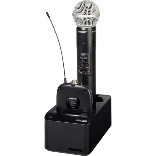 Shure SBC203-US Wireless Battery - Shure SBC203 Dual-Docking Recharging Station for SB903 Batteries & SLX-D Transmitters