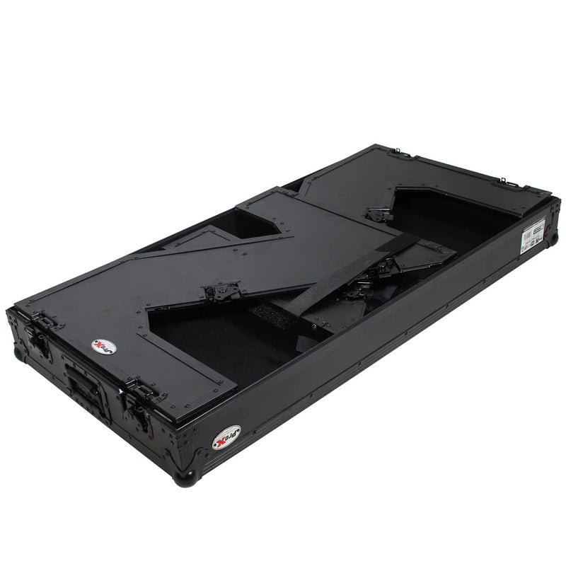 PRO-X- XS-ZTABLEBL MK2 - ProX-XS-ZTABLEBLMK2 DJ Z-Table Workstation | Flight Case Table Portable W-Handles and Wheels | Black on Black