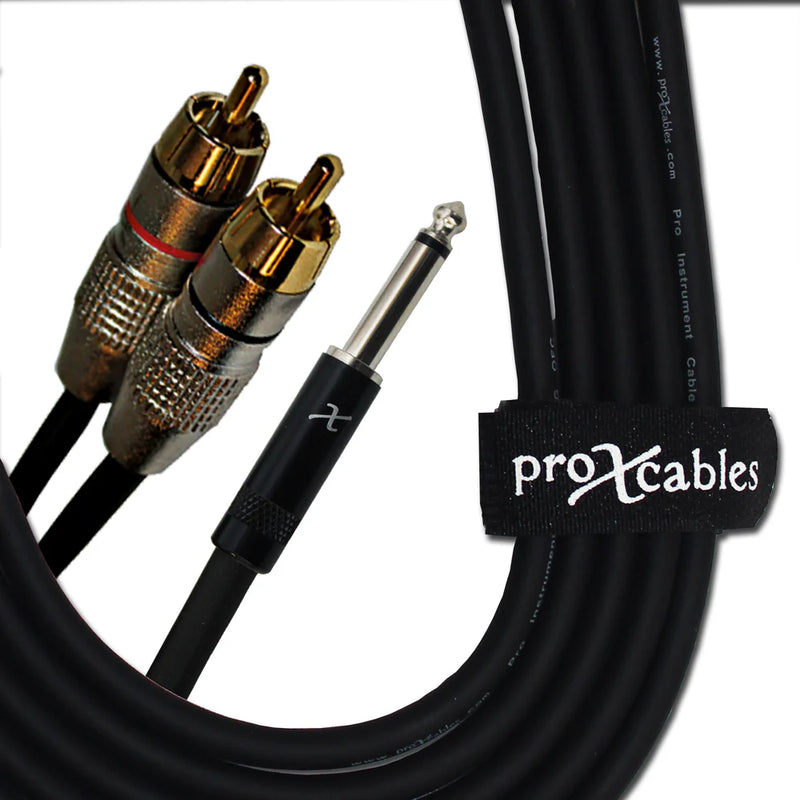 PRO-X- XC-PYR03 - ProX XC-PYR03 Unbalanced 1/4" TS-M to Dual RCA-M High Performance Audio Y Cable - 3 Ft.