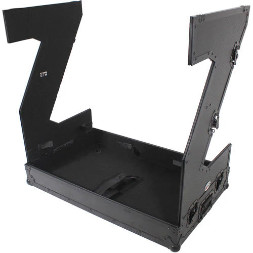 PRO-X- XS-ZTABLEBL JR - ProX XS-ZTABLEBLJR DJ Z-Table Junior Compact Workstation Flight Case w/ Table & Wheels - Black on Black