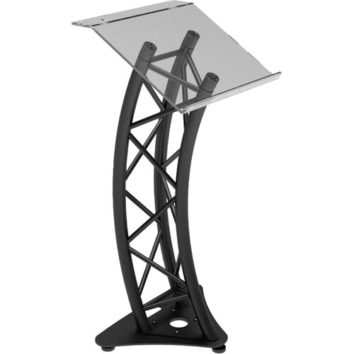 Global Truss GT-LECTERN-PRO-BLK GTR Truss Style Furniture - Global Truss GT-LECTERN-PRO-BLK Plexi Top Triangular Curved Lectern - Black