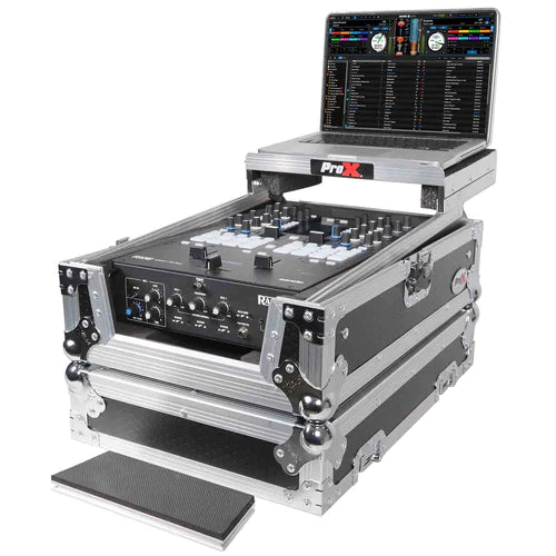 PRO-X- XS-RANE72LTMK11 - ATA-300 Style Gig Ready Flight/Road Case w/Laptop Shelf for Rane Seventy-Two DJ Mixer - 11" (Silver on Black)