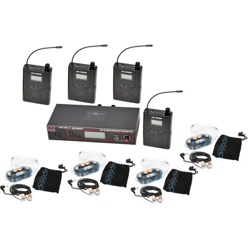 Galaxy Audio AS-1206-4* 210 selectable channels - Galaxy Audio AS-1206-4 Personal Wireless In-Ear Monitor System with 4 Receivers & EB6 Earbuds (D: 584 to 607 MHz) 4 EB6 ear buds, rack ears