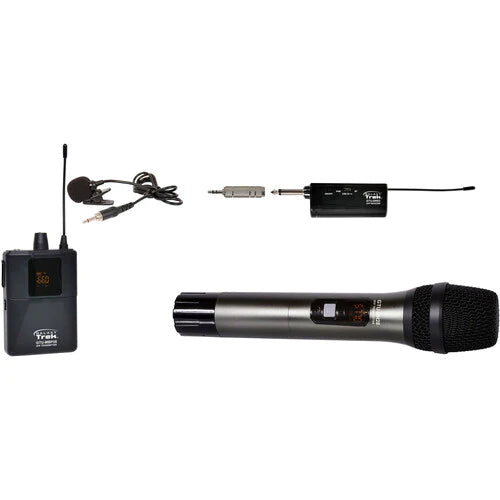 Galaxy Audio GTU-HVP5AB channel A handheld, channel B lav - Galaxy Audio Trek GTU Mini UHF Dual Wireless Microphone System with 1 Handheld Mic and 1 Lavalier Mic (A & B: 524.5 to 594.5 MHz)