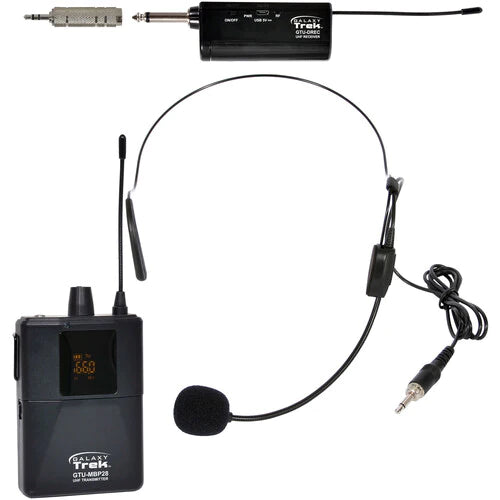 Galaxy Audio GTU-S0P5A0 TREK UHF HEADSET WIRELESS: UHF Mini wireless headset system, headset mic w/transmitter, dual receiver