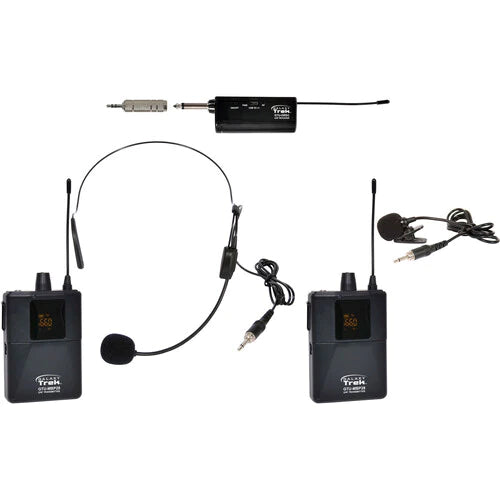 Galaxy Audio GTU-SVP5AB channel A headset; channel B lav - Galaxy Audio Trek GTU Mini UHF Dual Wireless Microphone System with 1 Headset Mic and 1 Lavalier Mic (A & B: 524.5 to 594.5 MHz)