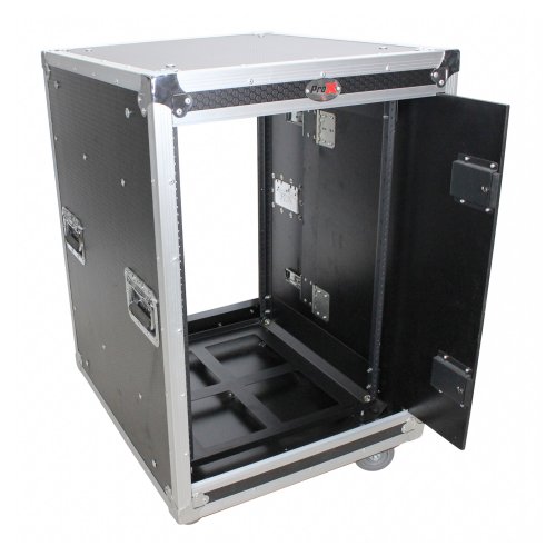 PRO-X- T-16USLAM20 - PROX 16U 20" VERTICAL RACK SHOCK MOUNT CASE W/ 2 SLIDING DOORS & 4" WHEELS