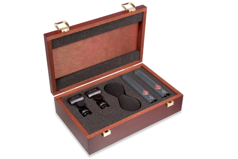 Neumann KM 185-MT-STEREOSET Stereo set includes two each: KM 185, SG 21 BK, WNS 100 in one woodbox - Neumann KM 185 MT Stereo Matched Microphone Pair (Matte Black)