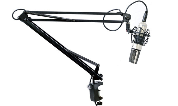 K&M 23840-BLACK Stand Mic - Flexible desktop microphone boom arm