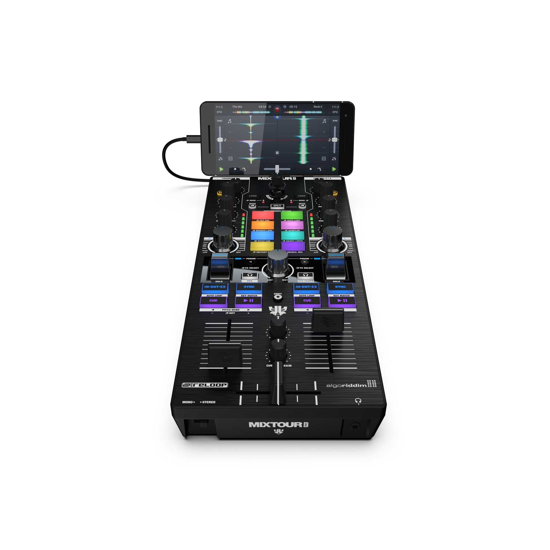 RELOOP MIXTOUR PRO - High-quality, ultra-portable, all-in-one four-deck DJ controller with audio interface