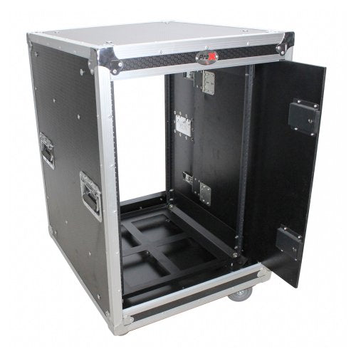 PRO-X- T-12USLAM24 - PROX 12U 24" DEEP VERTICAL RACK MOUNT CASE W/ 2 SLIDING DOORS & WHEELS