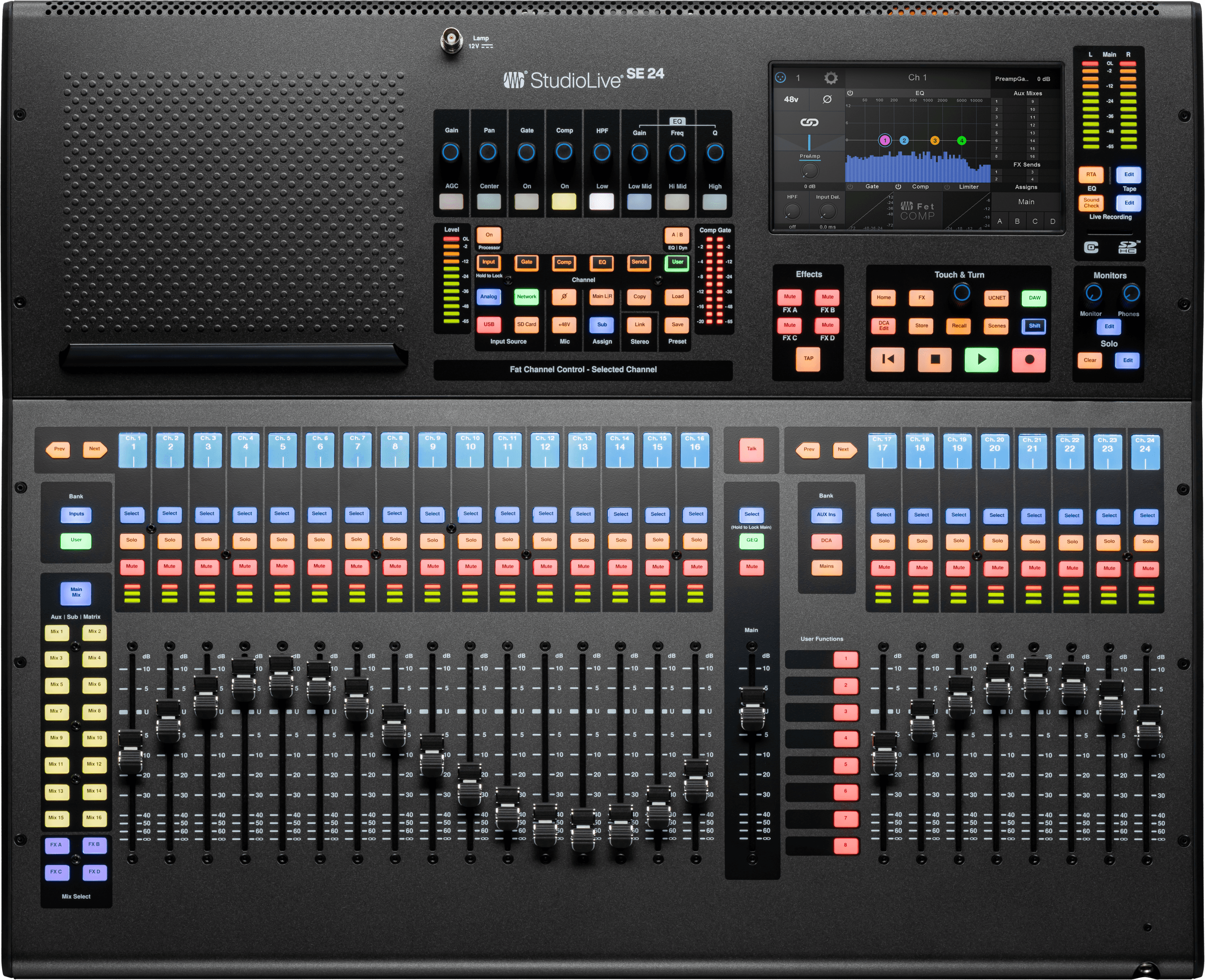 PRESONUS STUDIOLIVE III SE 24 - 40-channel, 26-bus digital mixer with 25 motorized faders, a 64x64 USB Audio Interface, and Milan-certified AVB Audio Networking.